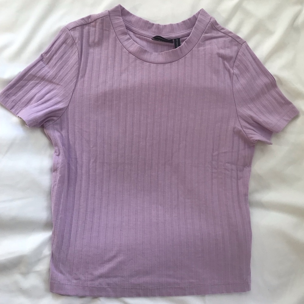 NEW ASOS Design Lavender Ribbed Tee - Picture 3 of 8